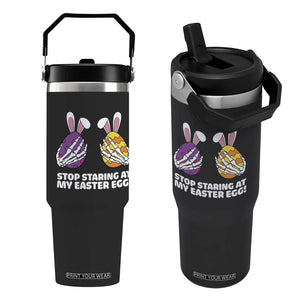 Stop Staring at My Easter Eggs Flip Straw Tumbler Funny Skeleton Bunny Easter TS14 One Size: 30 oz Black Print Your Wear