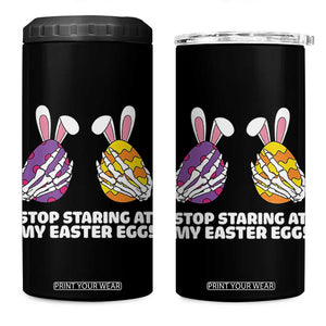 Stop Staring at My Easter Eggs 4 in 1 Can Cooler Tumbler Funny Skeleton Bunny Easter TS14 One Size: 16 oz Black Print Your Wear