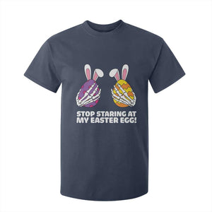 Stop Staring at My Easter Eggs T Shirt For Kid Funny Skeleton Bunny Easter TS14 Navy Print Your Wear