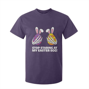 Stop Staring at My Easter Eggs T Shirt For Kid Funny Skeleton Bunny Easter TS14 Purple Print Your Wear