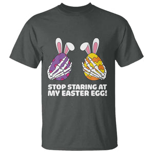 Stop Staring at My Easter Eggs T Shirt Funny Skeleton Bunny Easter TS14 Dark Heather Print Your Wear