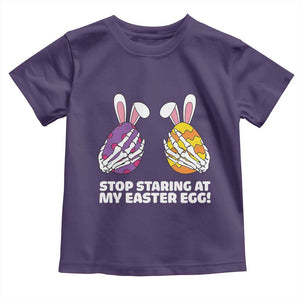 Stop Staring at My Easter Eggs Toddler T Shirt Funny Skeleton Bunny Easter TS14 Purple Print Your Wear