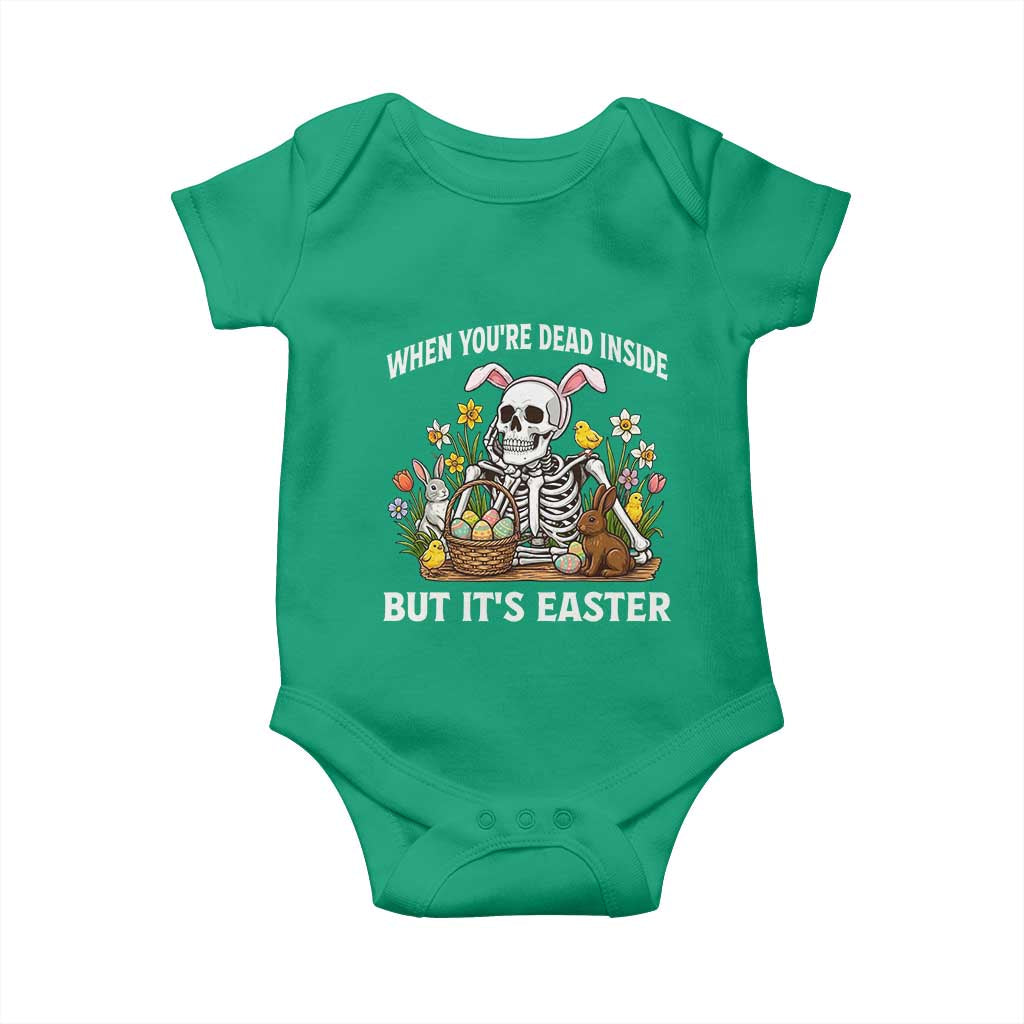 Funny Easter Skeleton Baby Onesie When You're Dead Inside But It's Easter TS14 Irish Green Print Your Wear