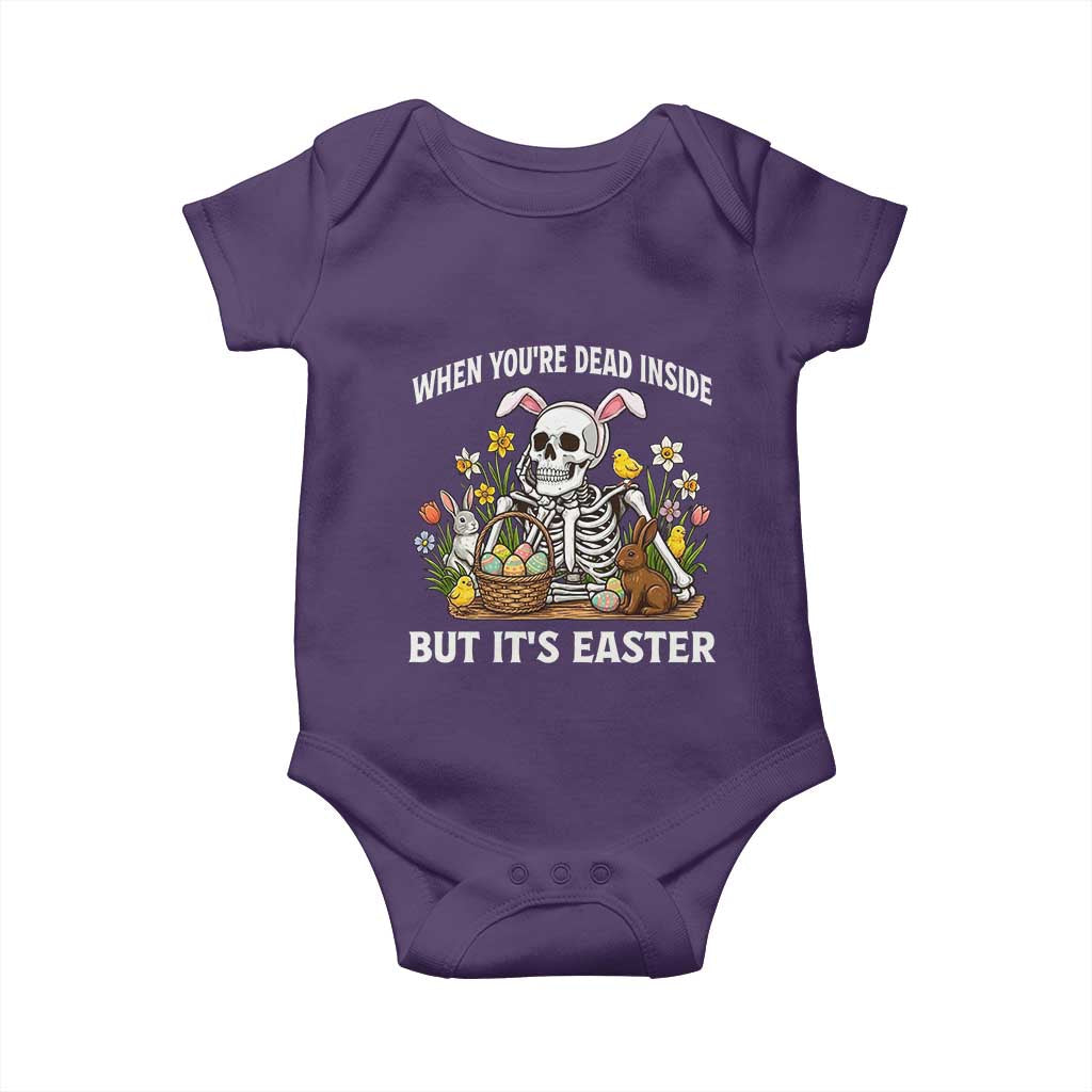 Funny Easter Skeleton Baby Onesie When You're Dead Inside But It's Easter TS14 Purple Print Your Wear