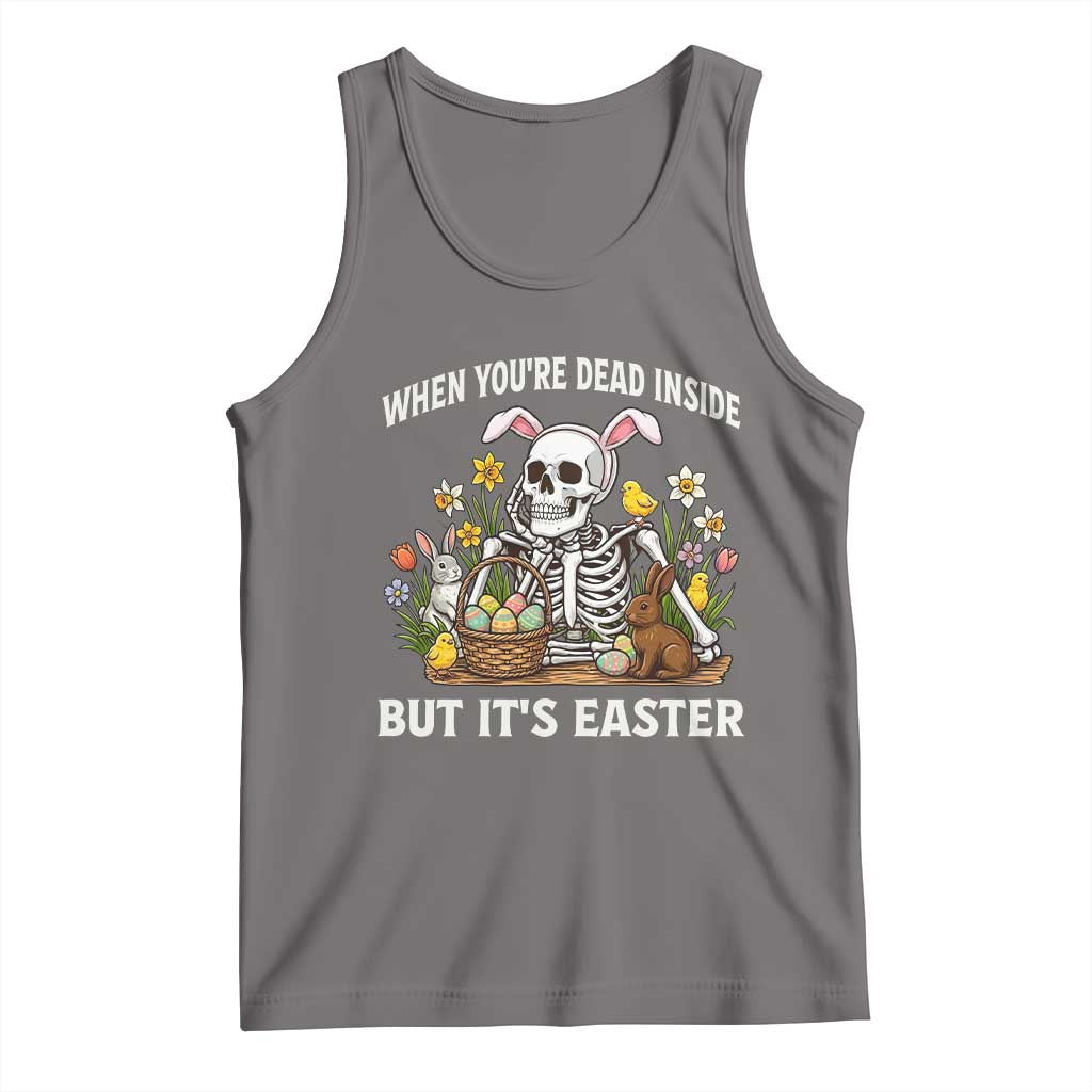 Funny Easter Skeleton Tank Top When You're Dead Inside But It's Easter TS14 Deep Heather Print Your Wear