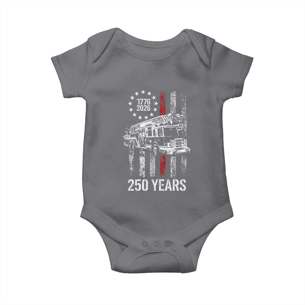 Fireman 250 Years of America Baby Onesie Fireman American Flag Thin Red Line Firefighter TS14 Charcoal Print Your Wear