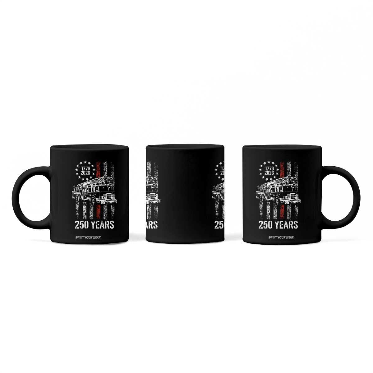 Fireman 250 Years of America Coffee Mug Fireman American Flag Thin Red Line Firefighter TS14 Print Your Wear