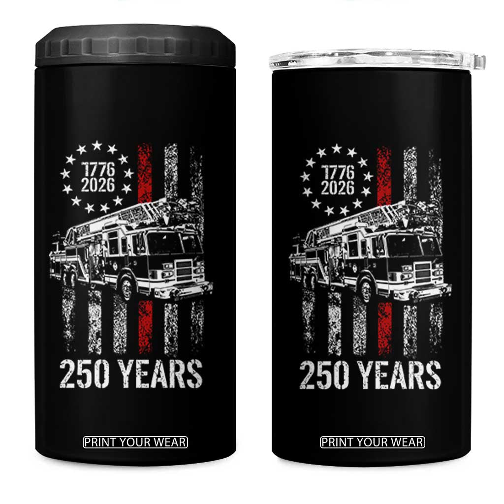 Fireman 250 Years of America 4 in 1 Can Cooler Tumbler Fireman American Flag Thin Red Line Firefighter TS14 One Size: 16 oz Black Print Your Wear