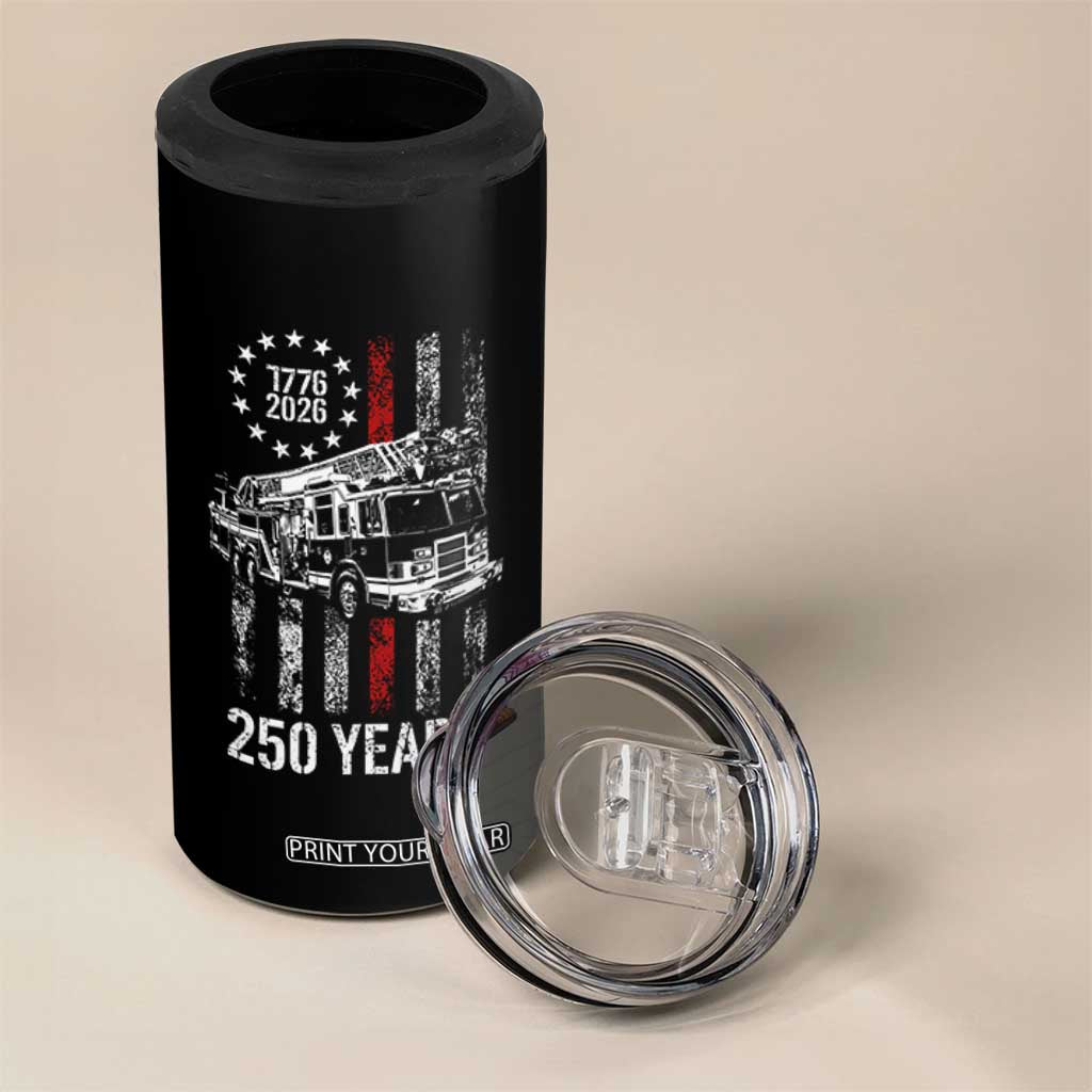 Fireman 250 Years of America 4 in 1 Can Cooler Tumbler Fireman American Flag Thin Red Line Firefighter TS14 Print Your Wear