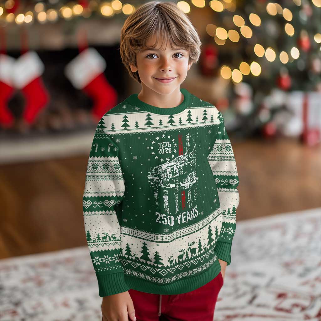 Fireman 250 Years of America Ugly Christmas Sweater Fireman American Flag Thin Red Line Firefighter TS14 Forest Green Beige Print Your Wear