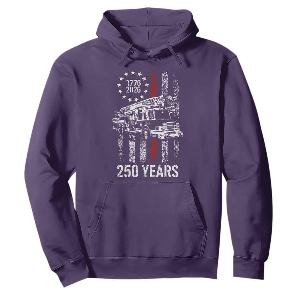 Fireman 250 Years of America Hoodie Fireman American Flag Thin Red Line Firefighter TS14 Purple Print Your Wear