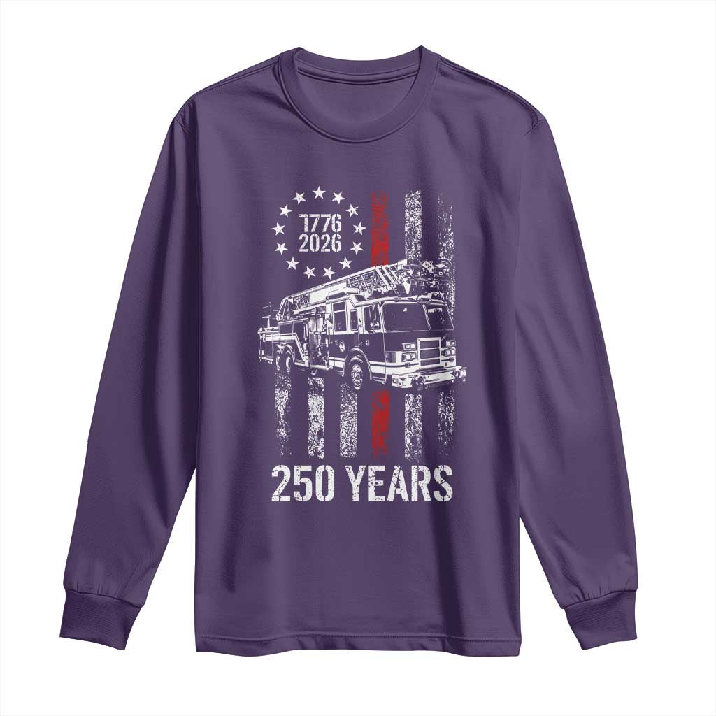 Fireman 250 Years of America Long Sleeve Shirt Fireman American Flag Thin Red Line Firefighter TS14 Purple Print Your Wear