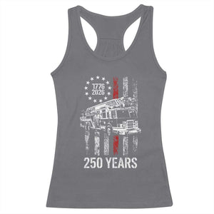 Fireman 250 Years of America Racerback Tank Top Fireman American Flag Thin Red Line Firefighter TS14 Charcoal Print Your Wear