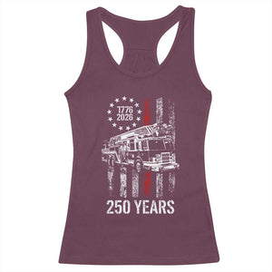 Fireman 250 Years of America Racerback Tank Top Fireman American Flag Thin Red Line Firefighter TS14 Maroon Print Your Wear