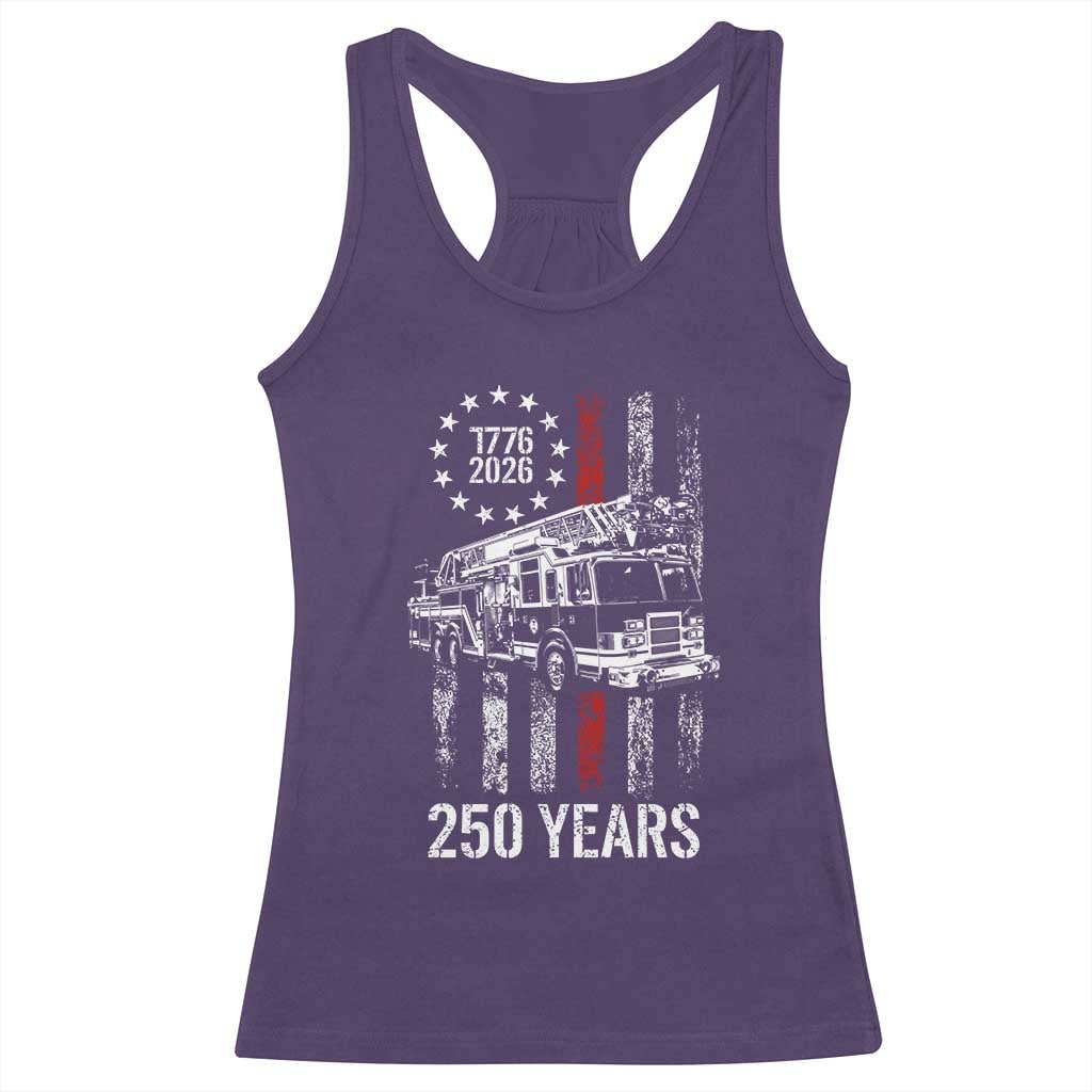Fireman 250 Years of America Racerback Tank Top Fireman American Flag Thin Red Line Firefighter TS14 Purple Print Your Wear