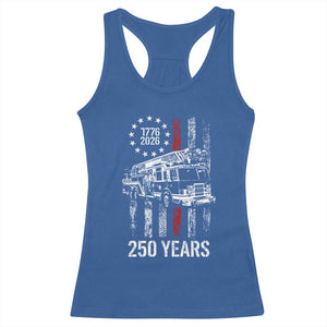 Fireman 250 Years of America Racerback Tank Top Fireman American Flag Thin Red Line Firefighter TS14 Royal Blue Print Your Wear