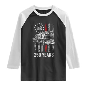 Fireman 250 Years of America Raglan Shirt Fireman American Flag Thin Red Line Firefighter TS14 Black White Print Your Wear