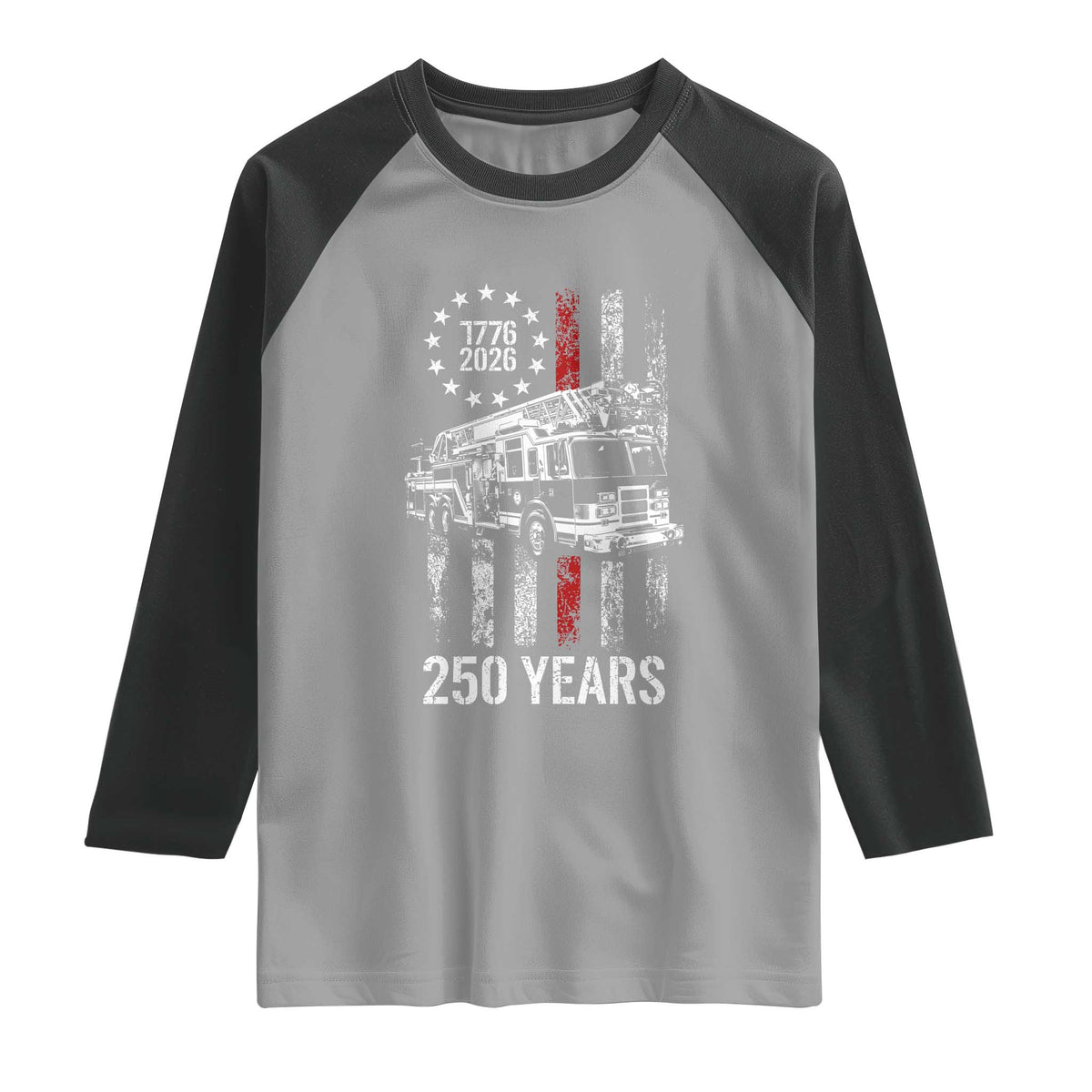 Fireman 250 Years of America Raglan Shirt Fireman American Flag Thin Red Line Firefighter TS14 Sport Gray Black Print Your Wear