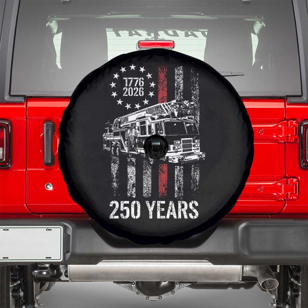 Fireman 250 Years of America Spare Tire Cover Fireman American Flag Thin Red Line Firefighter TS14 Black Print Your Wear