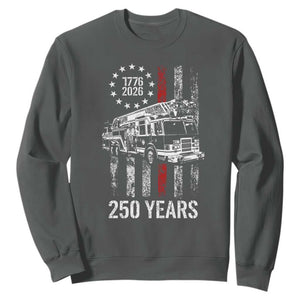 Fireman 250 Years of America Sweatshirt Fireman American Flag Thin Red Line Firefighter TS14 Dark Heather Print Your Wear