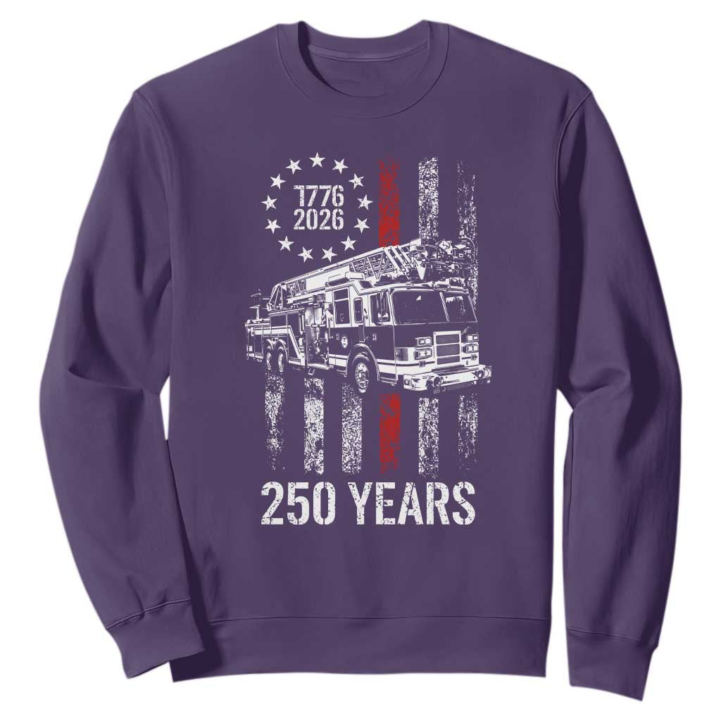 Fireman 250 Years of America Sweatshirt Fireman American Flag Thin Red Line Firefighter TS14 Purple Print Your Wear