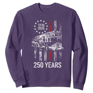 Fireman 250 Years of America Sweatshirt Fireman American Flag Thin Red Line Firefighter TS14 Purple Print Your Wear