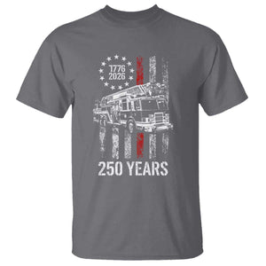 Fireman 250 Years of America T Shirt Fireman American Flag Thin Red Line Firefighter TS14 Charcoal Print Your Wear