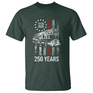 Fireman 250 Years of America T Shirt Fireman American Flag Thin Red Line Firefighter TS14 Dark Forest Green Print Your Wear