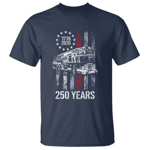 Fireman 250 Years of America T Shirt Fireman American Flag Thin Red Line Firefighter TS14 Navy Print Your Wear
