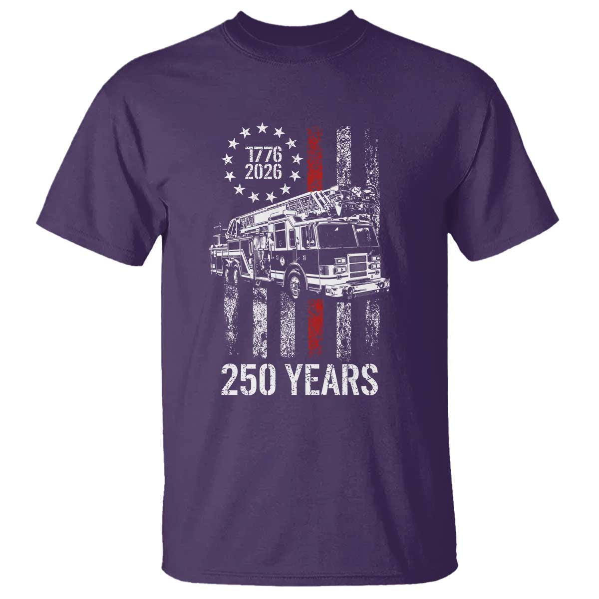Fireman 250 Years of America T Shirt Fireman American Flag Thin Red Line Firefighter TS14 Purple Print Your Wear