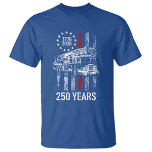 Fireman 250 Years of America T Shirt Fireman American Flag Thin Red Line Firefighter TS14 Royal Blue Print Your Wear