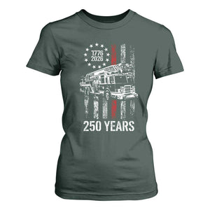 Fireman 250 Years of America T Shirt For Women Fireman American Flag Thin Red Line Firefighter TS14 Dark Forest Green Print Your Wear