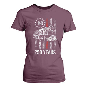 Fireman 250 Years of America T Shirt For Women Fireman American Flag Thin Red Line Firefighter TS14 Maroon Print Your Wear