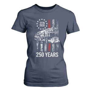 Fireman 250 Years of America T Shirt For Women Fireman American Flag Thin Red Line Firefighter TS14 Navy Print Your Wear