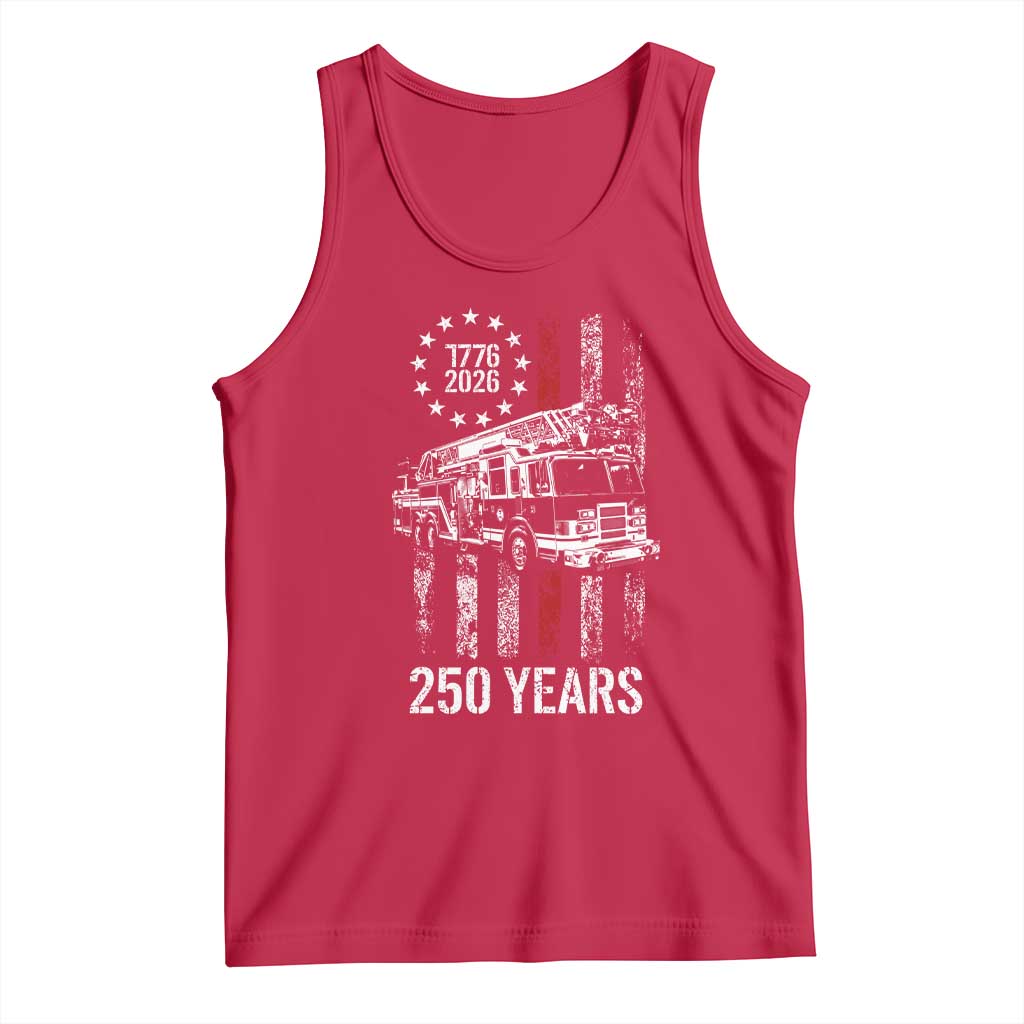 Fireman 250 Years of America Tank Top Fireman American Flag Thin Red Line Firefighter TS14 Red Print Your Wear