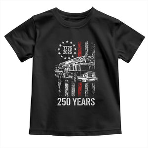 Fireman 250 Years of America Toddler T Shirt Fireman American Flag Thin Red Line Firefighter TS14 Black Print Your Wear