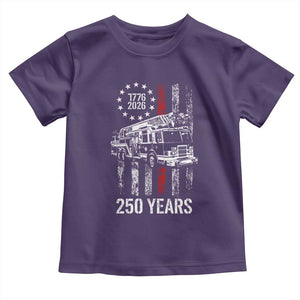 Fireman 250 Years of America Toddler T Shirt Fireman American Flag Thin Red Line Firefighter TS14 Purple Print Your Wear