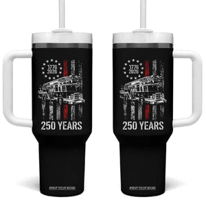 Fireman 250 Years of America Tumbler With Handle Fireman American Flag Thin Red Line Firefighter TS14 One Size: 40 oz Black Print Your Wear