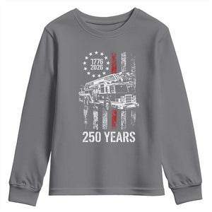 Fireman 250 Years of America Youth Sweatshirt Fireman American Flag Thin Red Line Firefighter TS14 Charcoal Print Your Wear