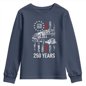 Fireman 250 Years of America Youth Sweatshirt Fireman American Flag Thin Red Line Firefighter TS14 Navy Print Your Wear
