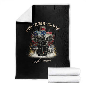 Fireman 250 Years of America Throw Blanket Faith Freedom Firefighter American Flag Cross TS14 Black Print Your Wear