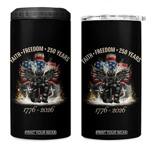 Fireman 250 Years of America 4 in 1 Can Cooler Tumbler Faith Freedom Firefighter American Flag Cross TS14 One Size: 16 oz Black Print Your Wear