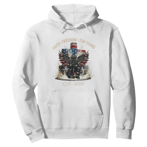 Fireman 250 Years of America Hoodie Faith Freedom Firefighter American Flag Cross TS14 White Print Your Wear