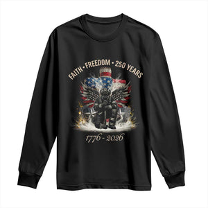 Fireman 250 Years of America Long Sleeve Shirt Faith Freedom Firefighter American Flag Cross TS14 Black Print Your Wear