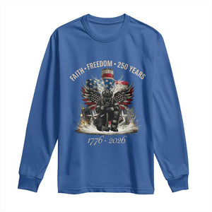 Fireman 250 Years of America Long Sleeve Shirt Faith Freedom Firefighter American Flag Cross TS14 Royal Blue Print Your Wear