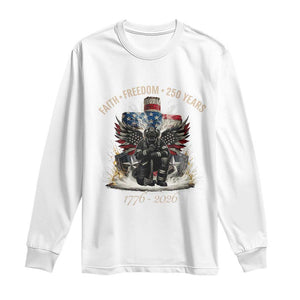 Fireman 250 Years of America Long Sleeve Shirt Faith Freedom Firefighter American Flag Cross TS14 White Print Your Wear