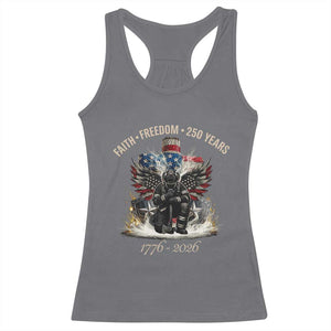 Fireman 250 Years of America Racerback Tank Top Faith Freedom Firefighter American Flag Cross TS14 Charcoal Print Your Wear