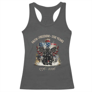 Fireman 250 Years of America Racerback Tank Top Faith Freedom Firefighter American Flag Cross TS14 Dark Heather Print Your Wear