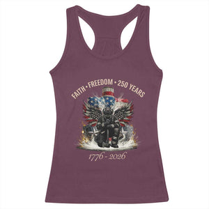 Fireman 250 Years of America Racerback Tank Top Faith Freedom Firefighter American Flag Cross TS14 Maroon Print Your Wear