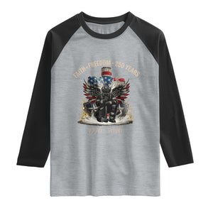 Fireman 250 Years of America Raglan Shirt Faith Freedom Firefighter American Flag Cross TS14 Heather Gray Black Print Your Wear